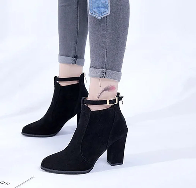 Hot Women Shoes Winter Autumn Spring Casual Women High Heels Pumps Warm Ankle Boots Women Botas Shoes Mujer Zapatos Size34-39